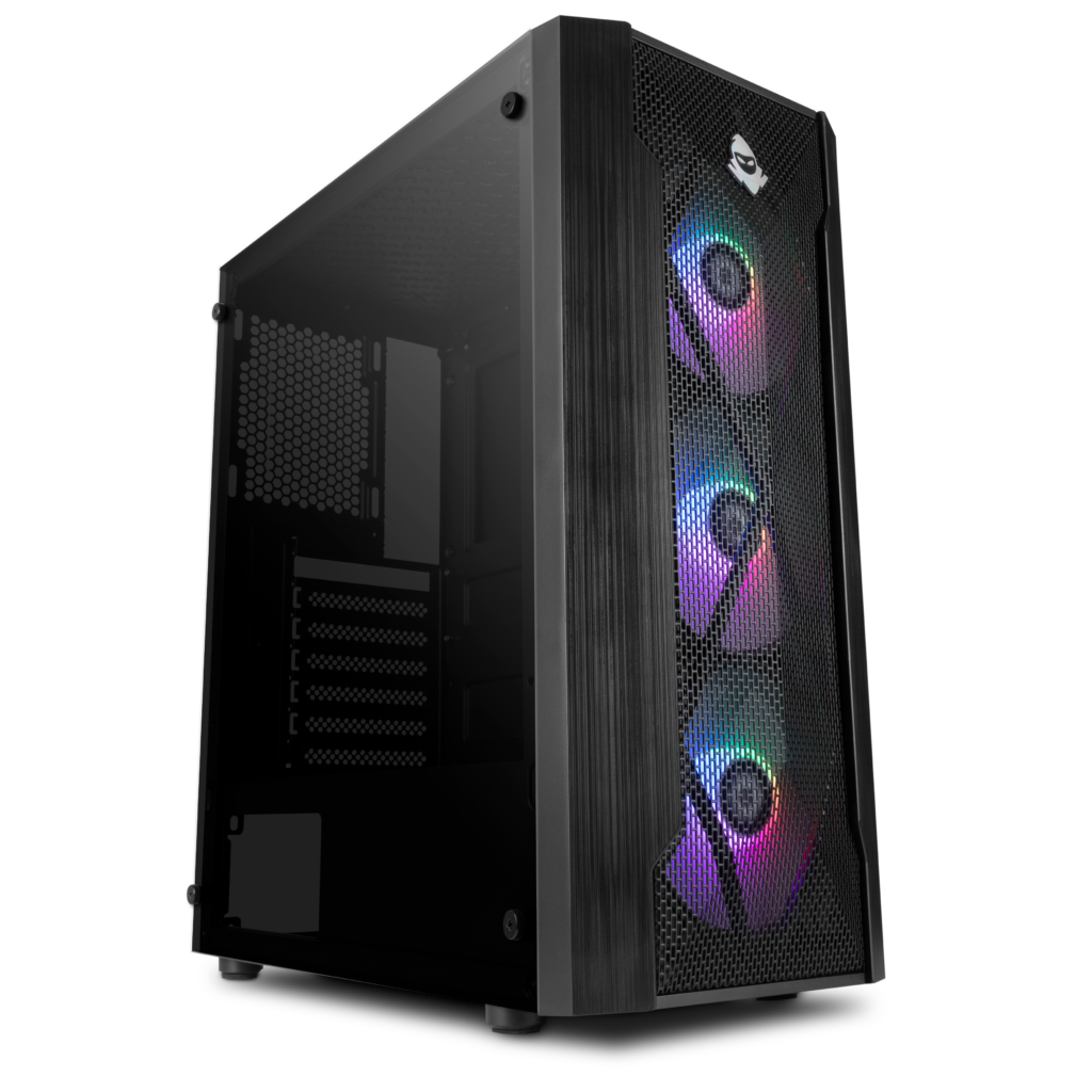 Gabinete Gamer Mancer Frost Rainbow Vidro Temp Preto 1 MCR-FR01-WH (1)