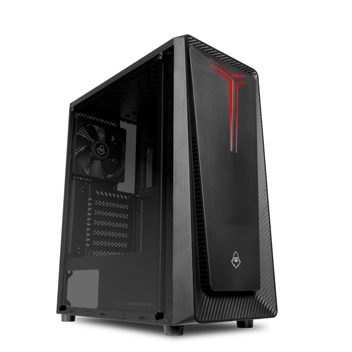 Gabinete Gamer Mancer Crusader, Mid-Tower, Lateral de Vidro, Com 1 Fan, Preto
