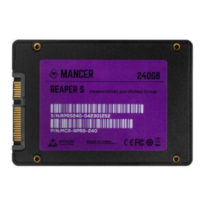 Ssd Mancer Reaper S, 240GB, SATA III 6GB/S, Leitura 530 MB/S, Gravação 490 MB/S, MCR-RPRS-240