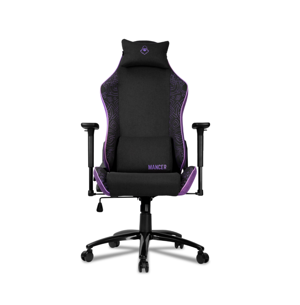 Cadeira Gamer Mancer Tyr C, Espuma Moldada, Braco 3D, Tecido, Preto e Roxo 1 MCR-TRC-FB (1)