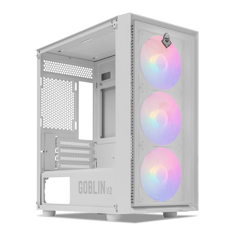 Gabinete Gamer Mancer Goblin V2, Mid Tower, Lateral De Vidro, Com 3 Fans Rainbow, Branco 4 MCR-GBNV2-WH (3)