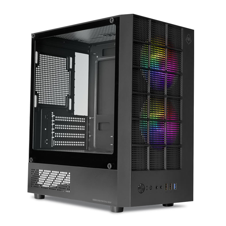 Gabinete Gamer Mancer Grimore, Mini-Tower, Lateral de Vidro, 2 Fans Rainbow, Preto 1 MCR-GRM-BK